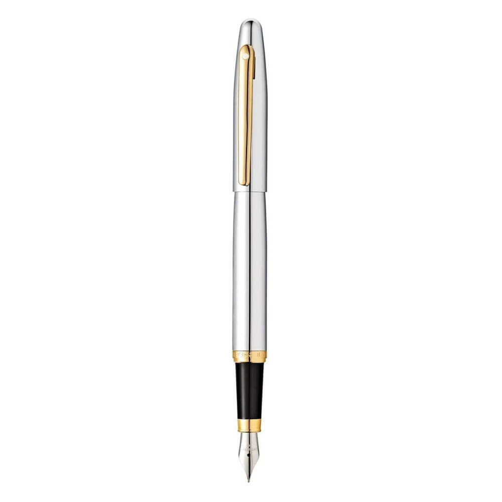 Sheaffer VFM Chrome Fountain Pen con tono dorado