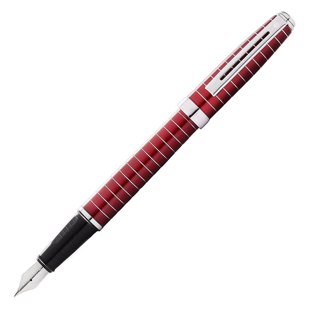 Pen prélude Fountain avec des lignes gravées (rouge)