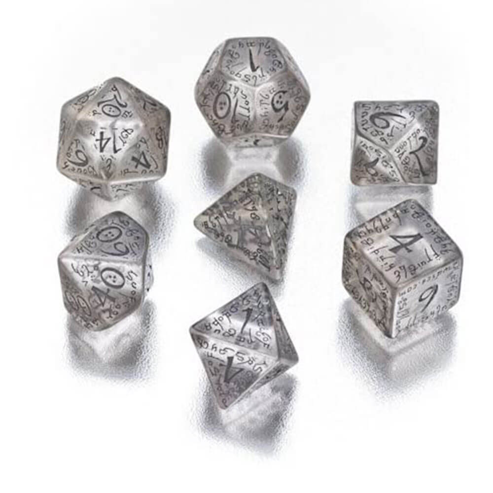 Q Workshop Elvish Dice Translucent Set på 7