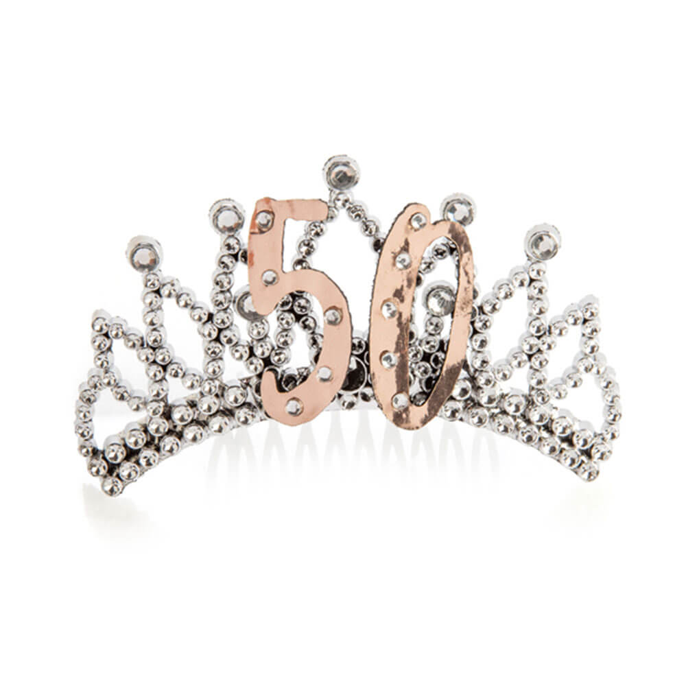 Tiara de oro rosa y plata