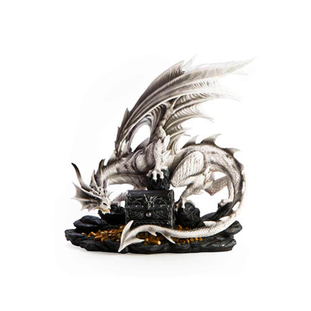 Large White Dragon Guarding Trinket Box