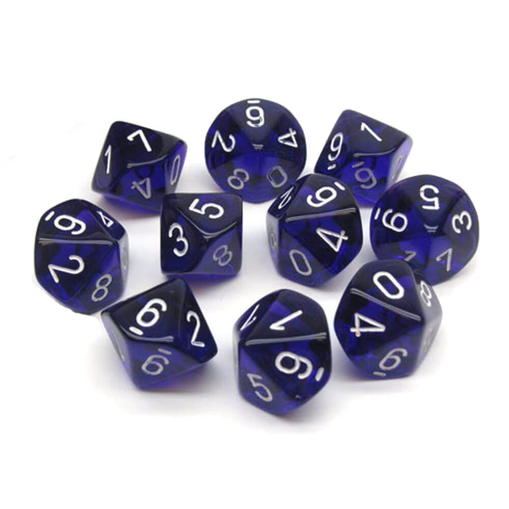 Chessex D10 Polyhedral 10-Die Półprzezroczny zestaw