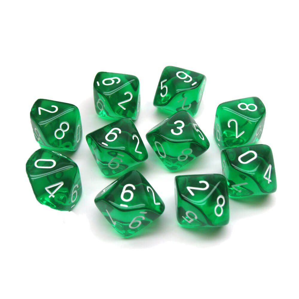 Chessex D10 Polyhedral 10-die gjennomskinnelig sett