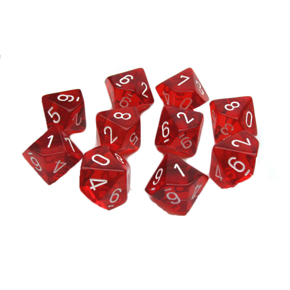 Conjunto translúcido poliédrico de 10 mortos de Chessex D10