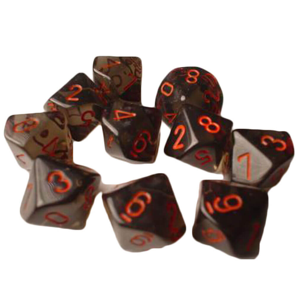 CHESSEX D10 Conjunto translúcido poliédrico de 10 moririos