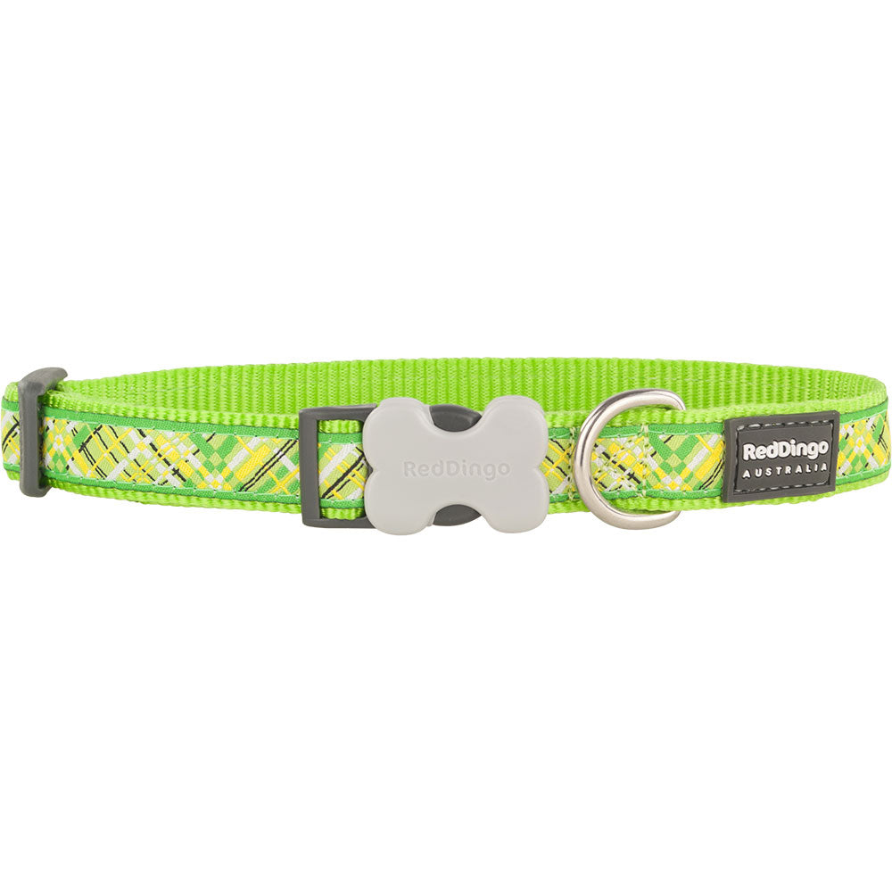 Hundekrage med Flanno Design (Lime Green)