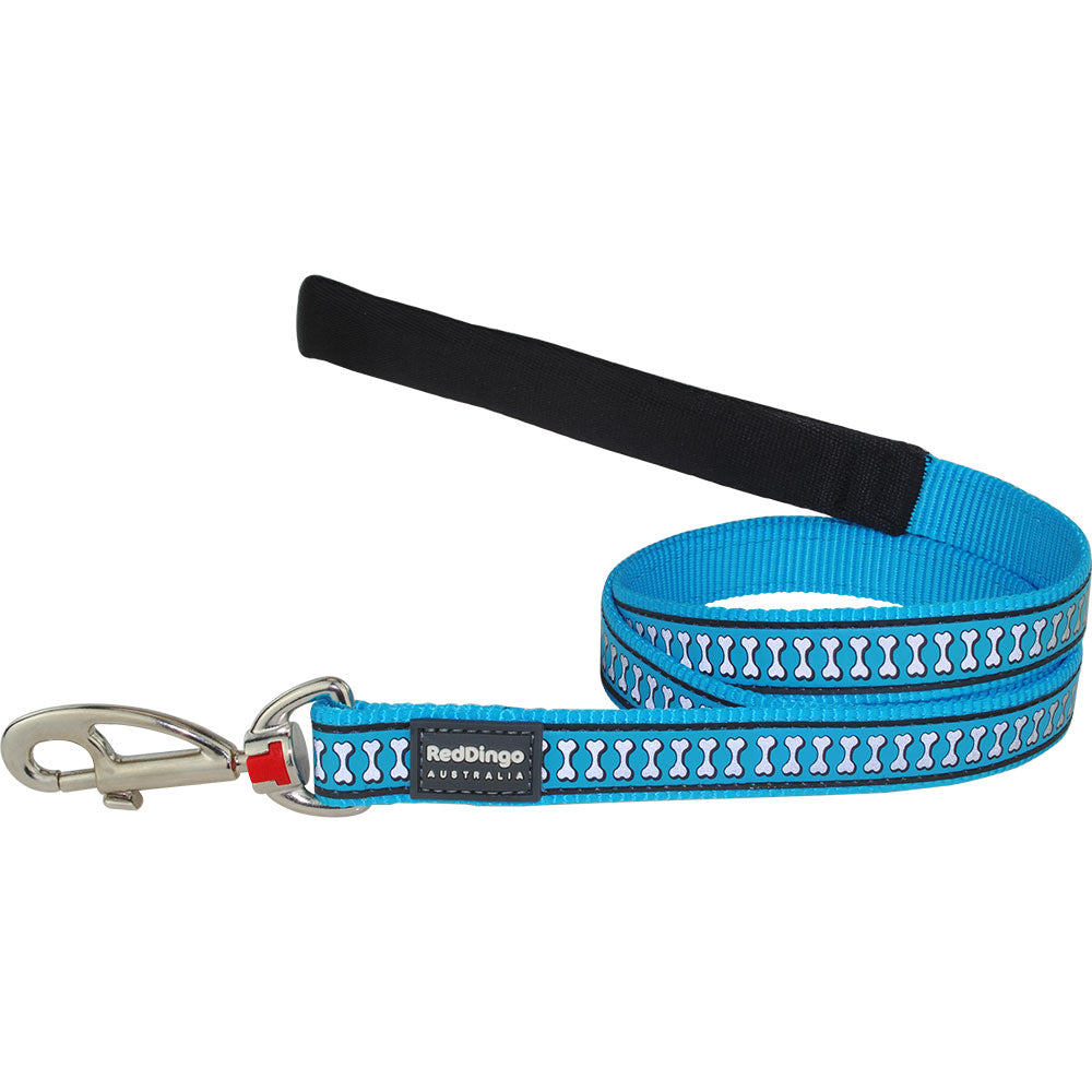 Reflective Bones Dog Lead (turkos)