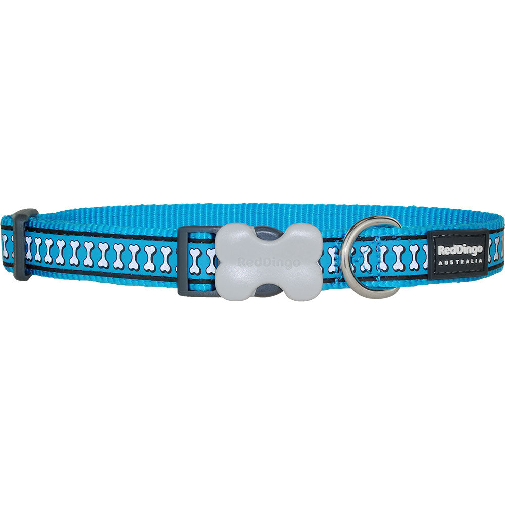 Collar per cani con design delle ossa riflettenti (turchese)