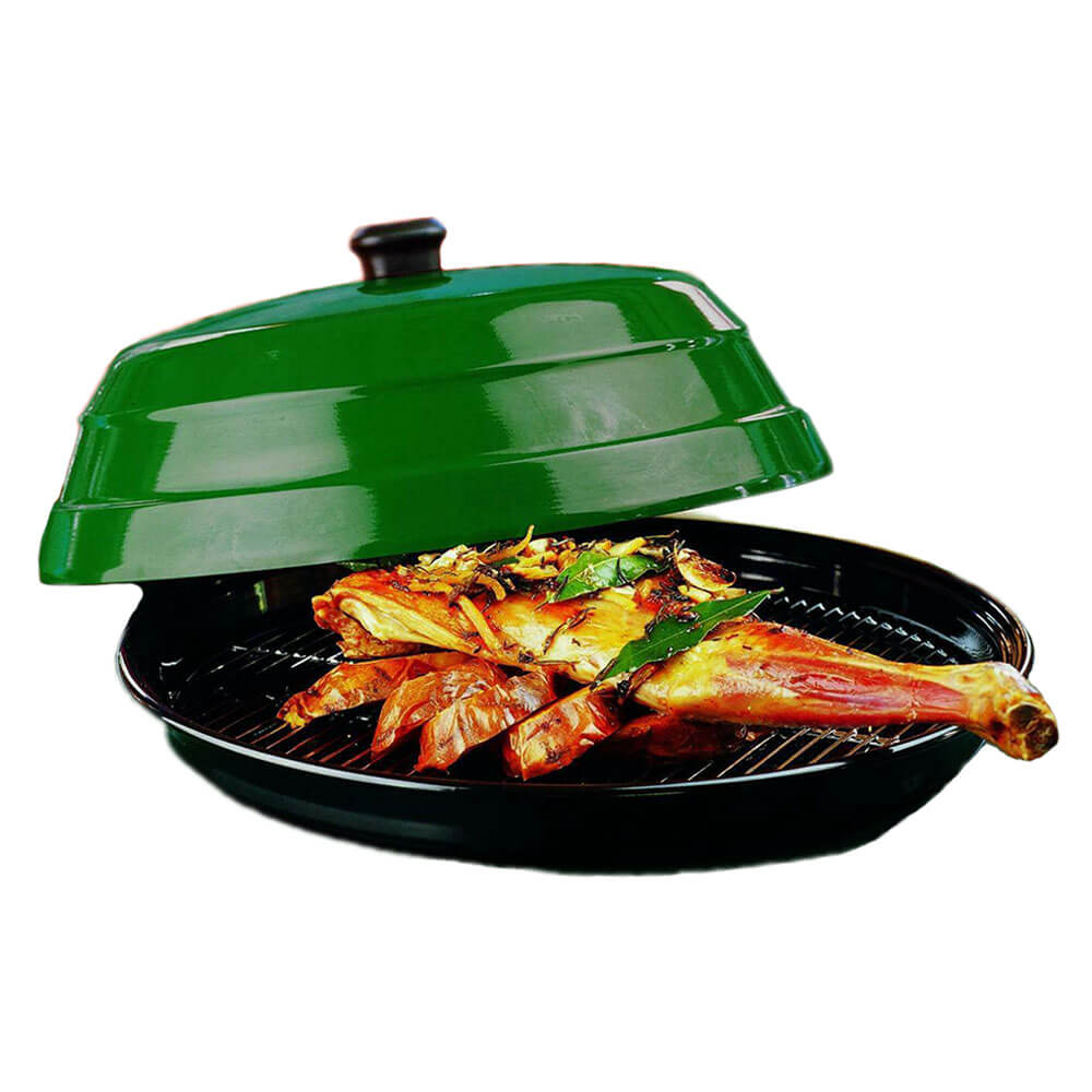 Green Jumbo Platter w/ Vitreous Enamel Base (41cm dia.)