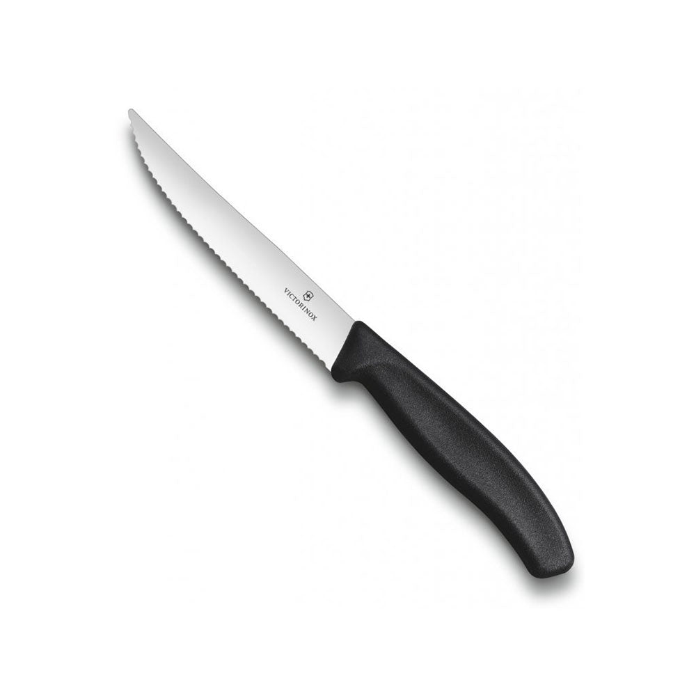 Bred bladbølget kantbiff og pizzakniv 12cm