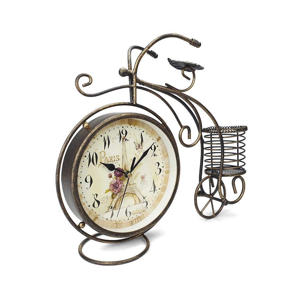 Art Metal Home Decor Bike Bike Mute Table Clock