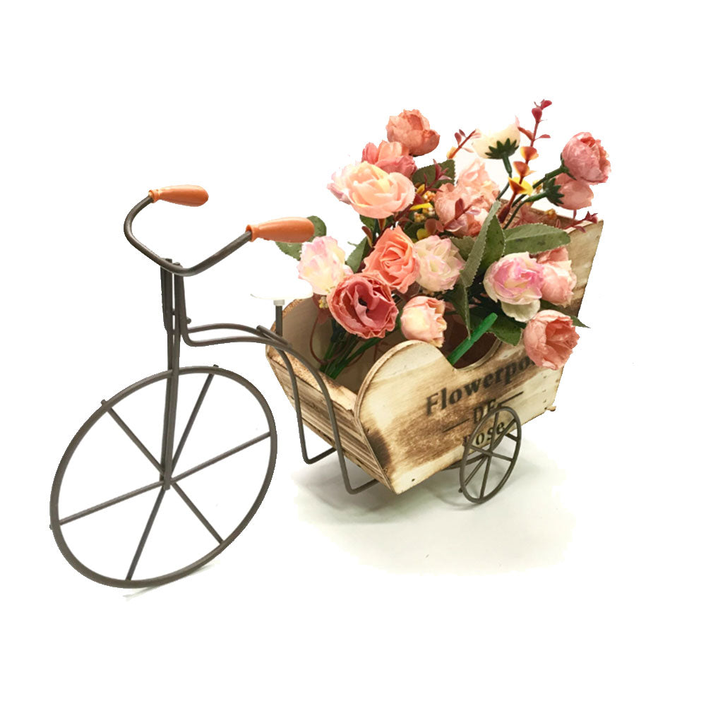 Flowerpot de Rose Bicicleta de 3 ruedas con decoración de flores