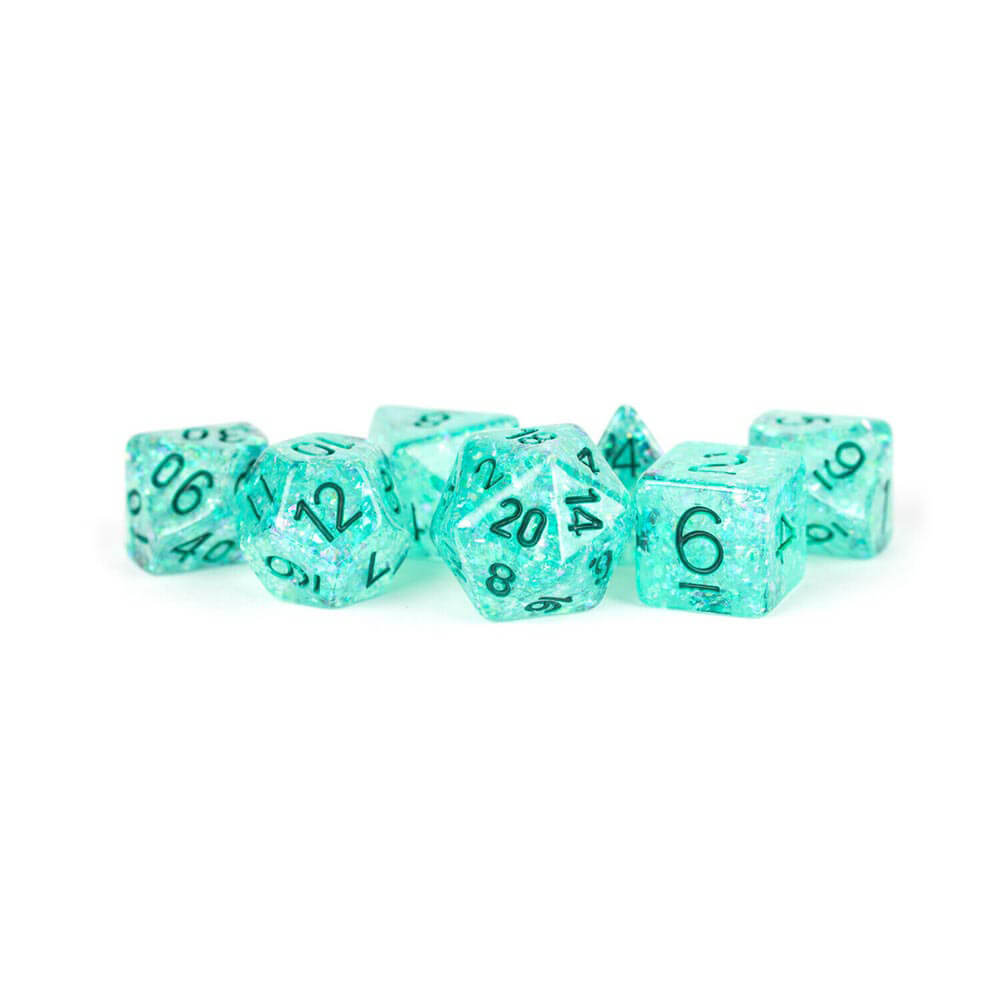 MDG RESIN FLASH DICE SET 16 mm poliédrico