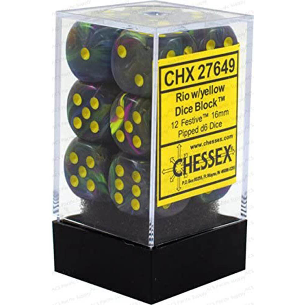 D6 Dice Świąteczne 16 mm (12 kości)