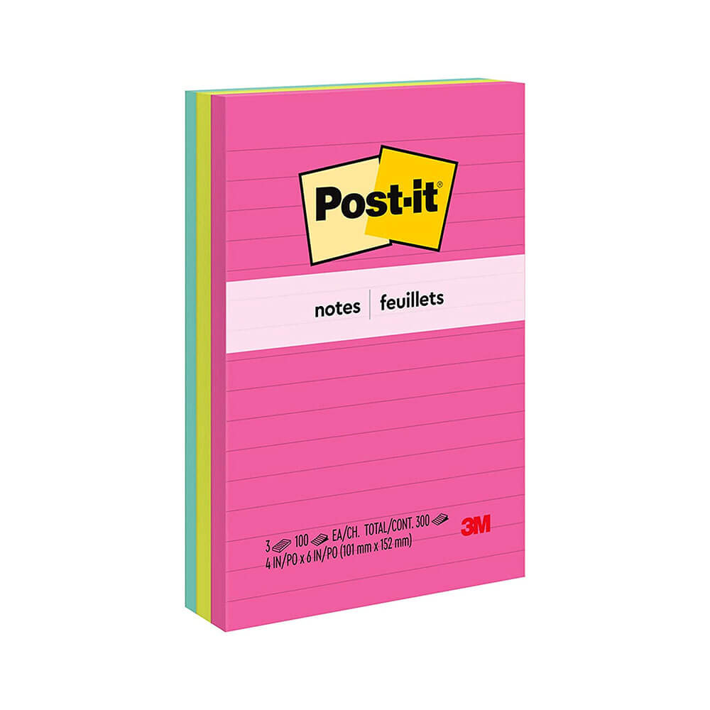 Post-it Notes 98x149mm assorties (3pk)