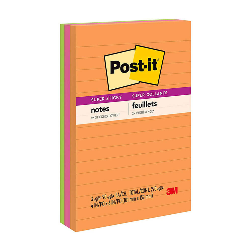 Post-it-anteckningar 98x149mm diverse (3PK)