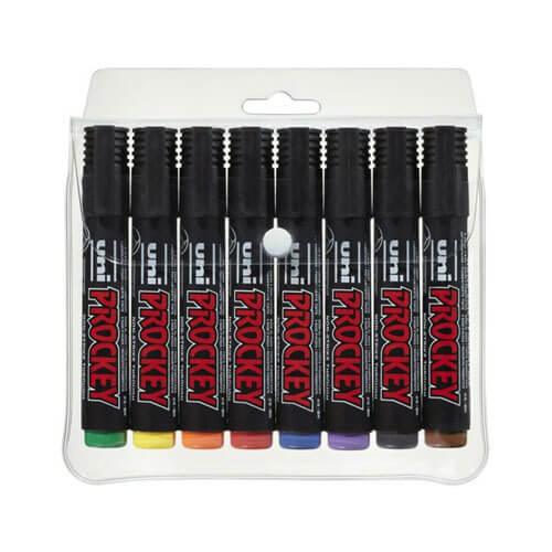 Uni Prockey Permanent Marker Assorted (Wallet of 8)