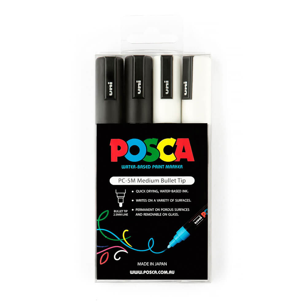 Uni Posca 2,5 mm de ponta variada (4pk)