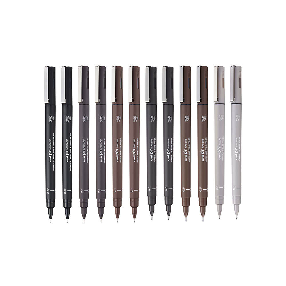 Uni-Ball Pin Fineliner Pen（12pcs）