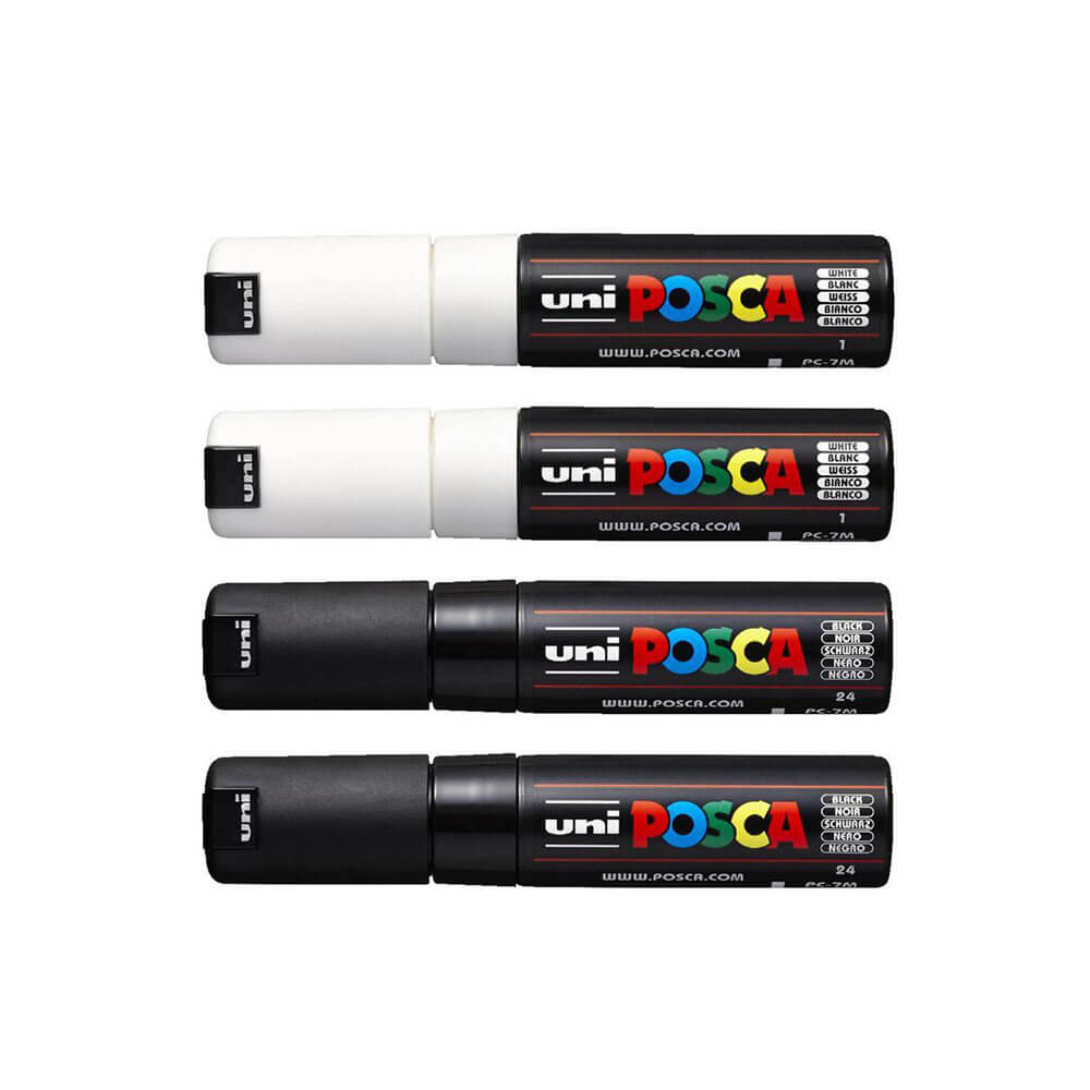 Uni posca 8mm tip marker diverse (4pk)