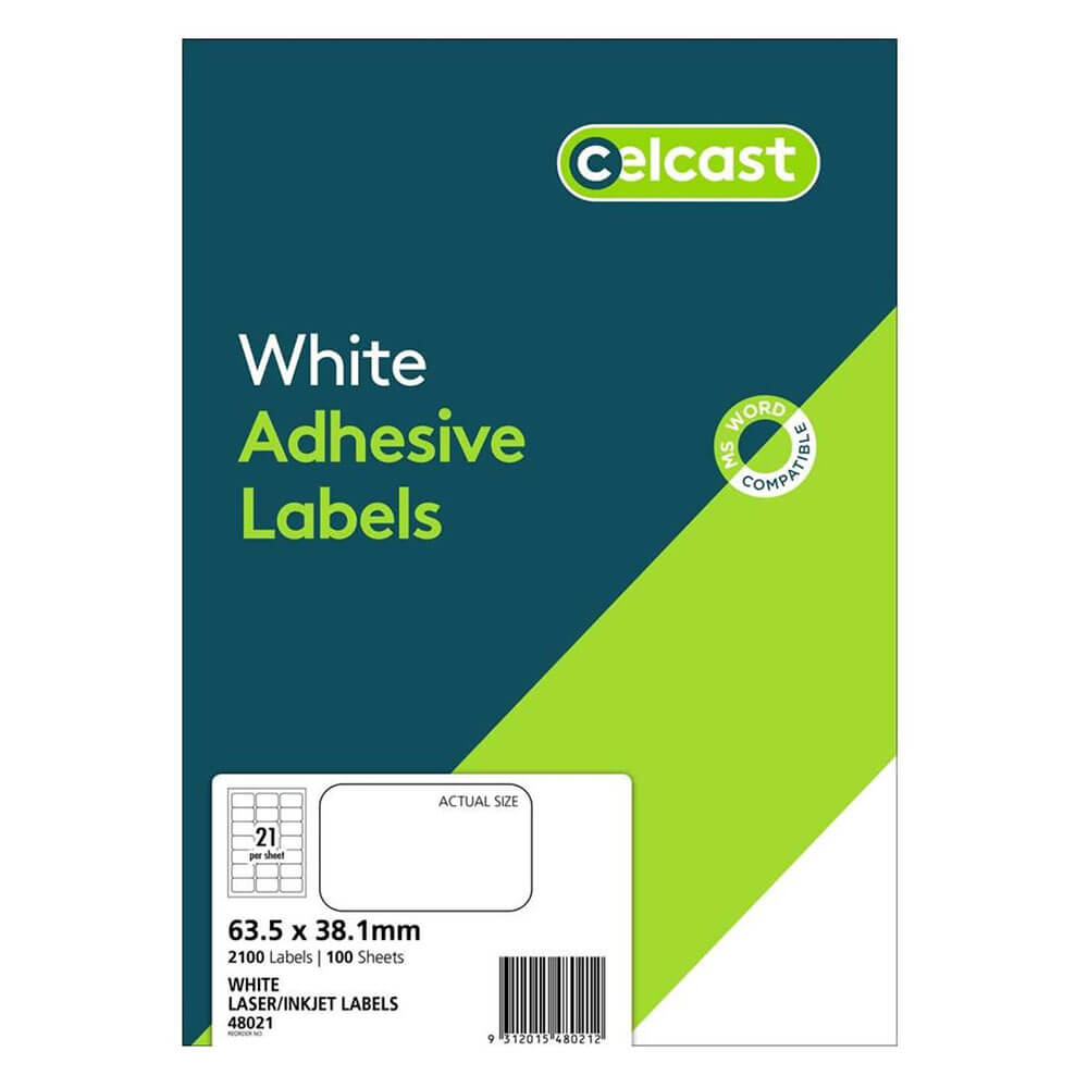 Celcast laser/inkjet labels wit (100 pk)