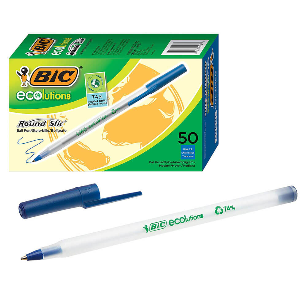 BIC Ecolutions Round Stic Ballpenn Penn 1.0mm 50pk