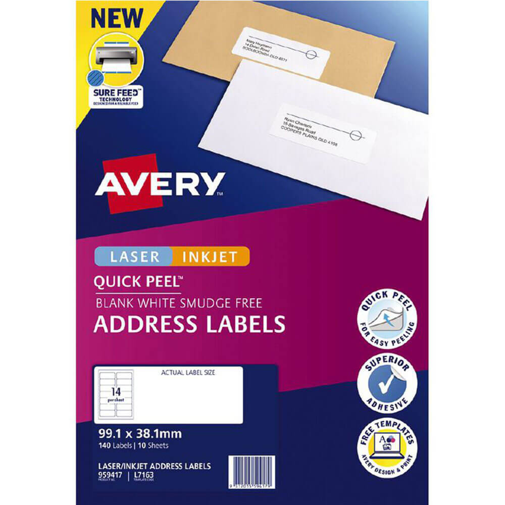 Avery Laser Inkjet Quick Peel Etykiety