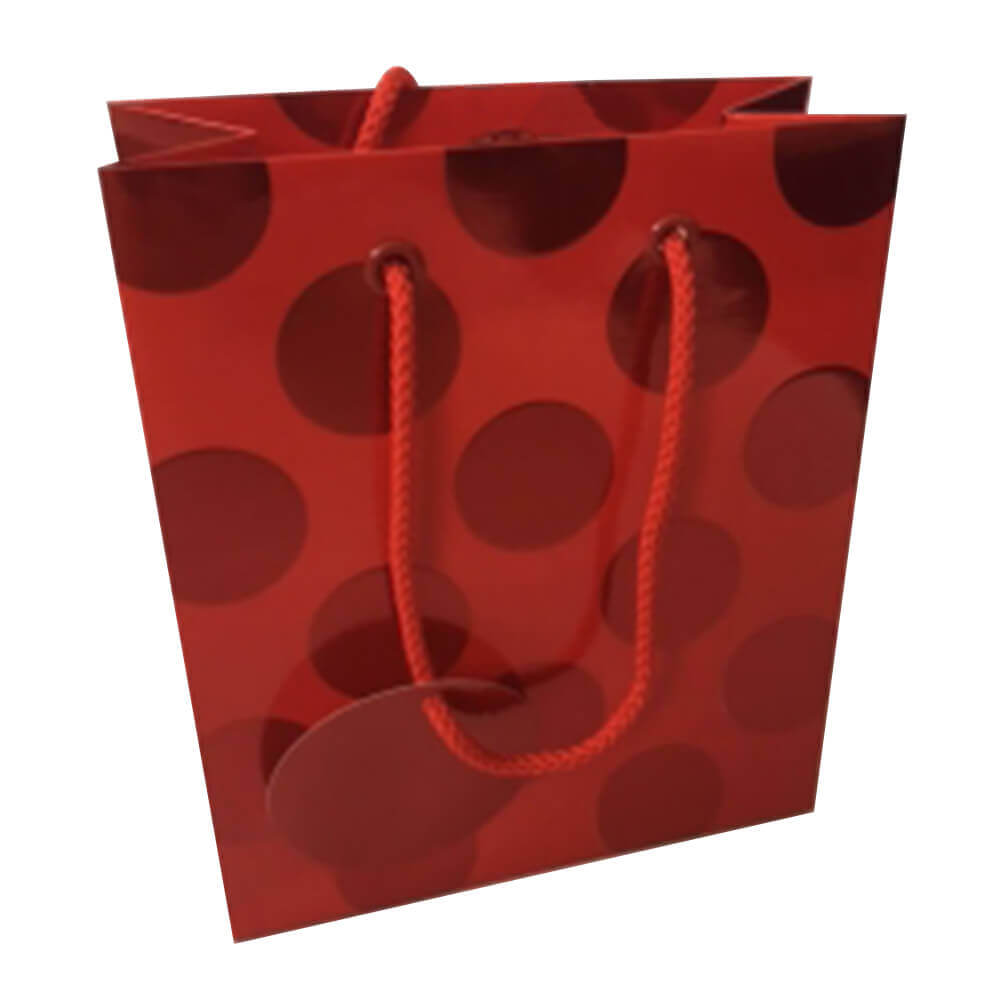 Sac-cadeau à points de papier d'aluminium Ozcorp (rouge)