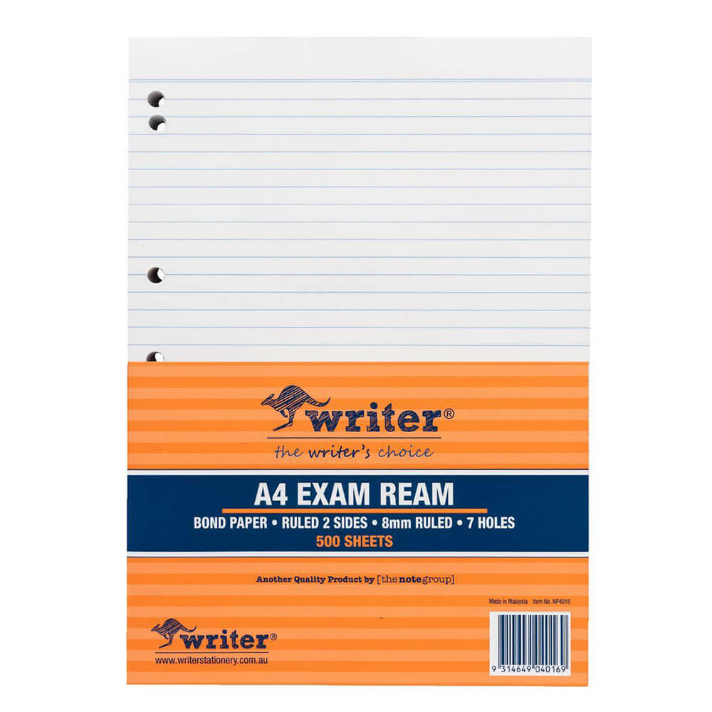 Writer A4 8mm REGLED Exam Paper W/ Margin (55GSM)