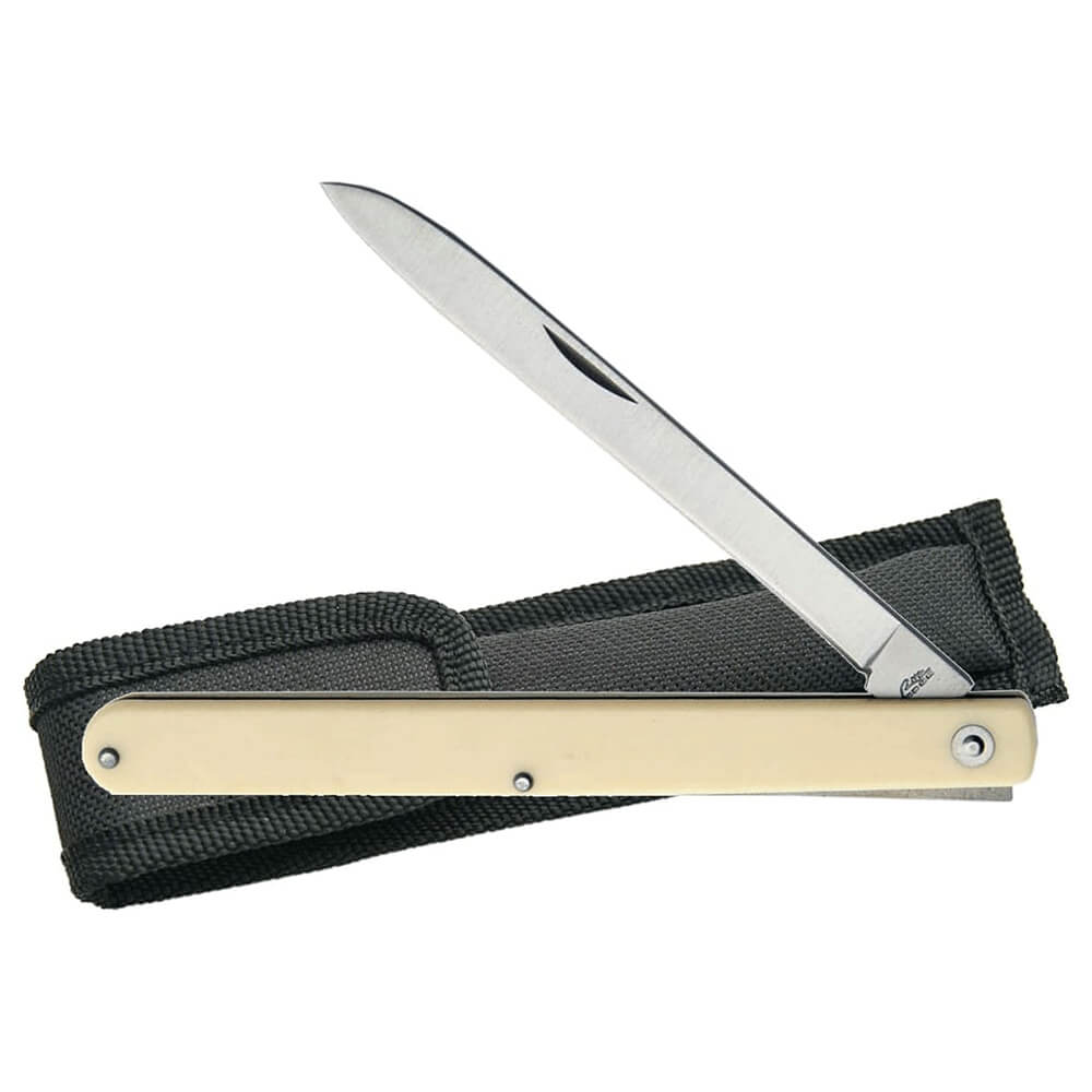 Alabaster Brown Harvest Fruit Folding Knife Black Sheath